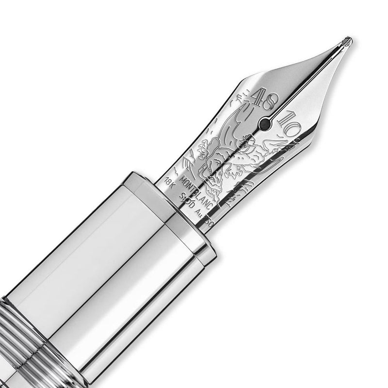 Montblanc 146 Meisterstück Glacier Solitaire Fountain Pen - Steel Nib Close Up View | EndlessPens