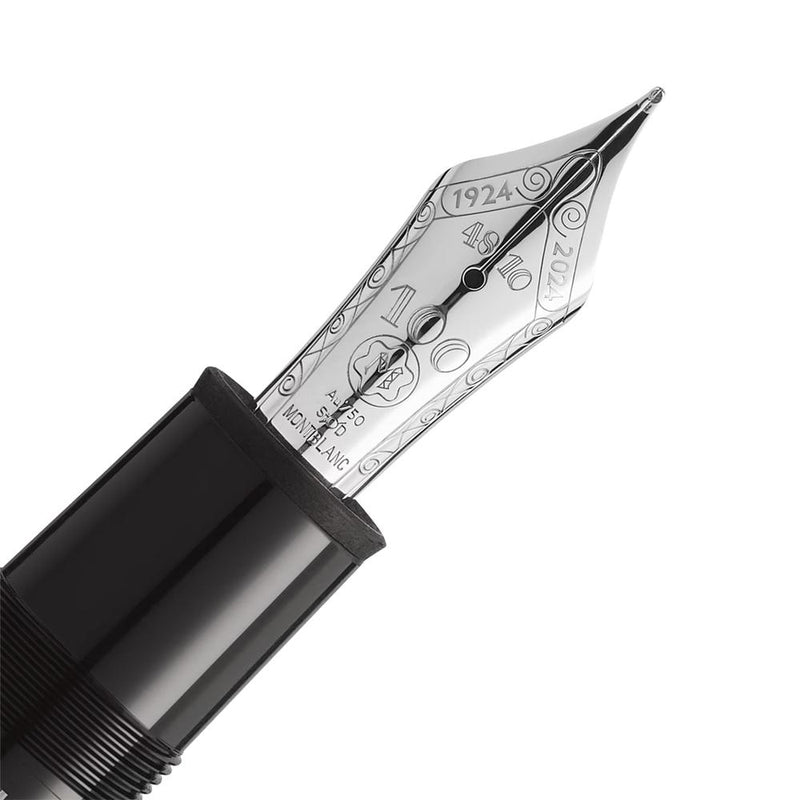 Montblanc 149 Meisterstück Origin Black Fountain Pen - Steel Nib Close Up View | EndlessPens