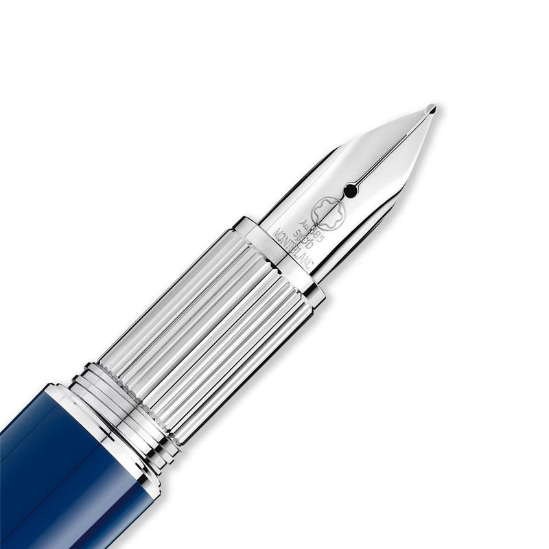 Montblanc StarWalker Blue Planet Resin Fountain Pen - Steel Nib Close Up View | EndlessPens