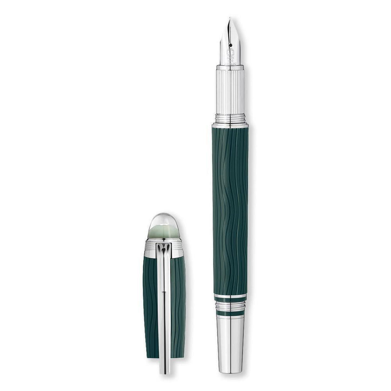 Montblanc StarWalker Polar Green Resin Fountain Pen - Pen with Cap Cover Removed | EndlessPens