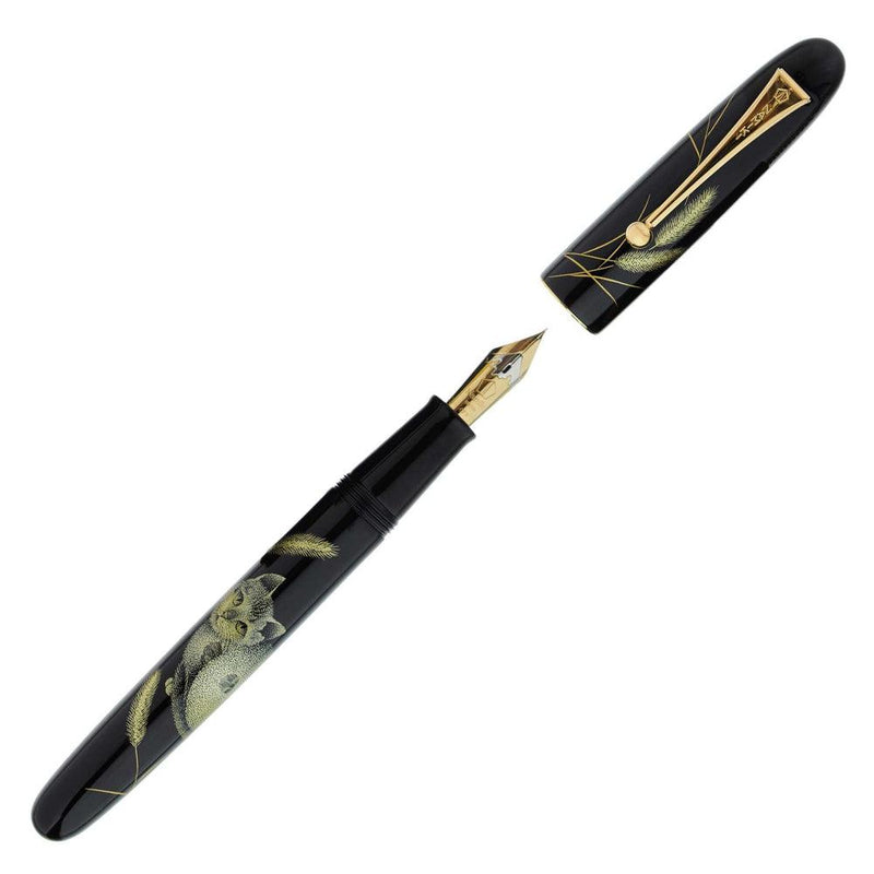 Namiki Chinkin Yukari Royale Cat Fountain Pen - Cap and Nib