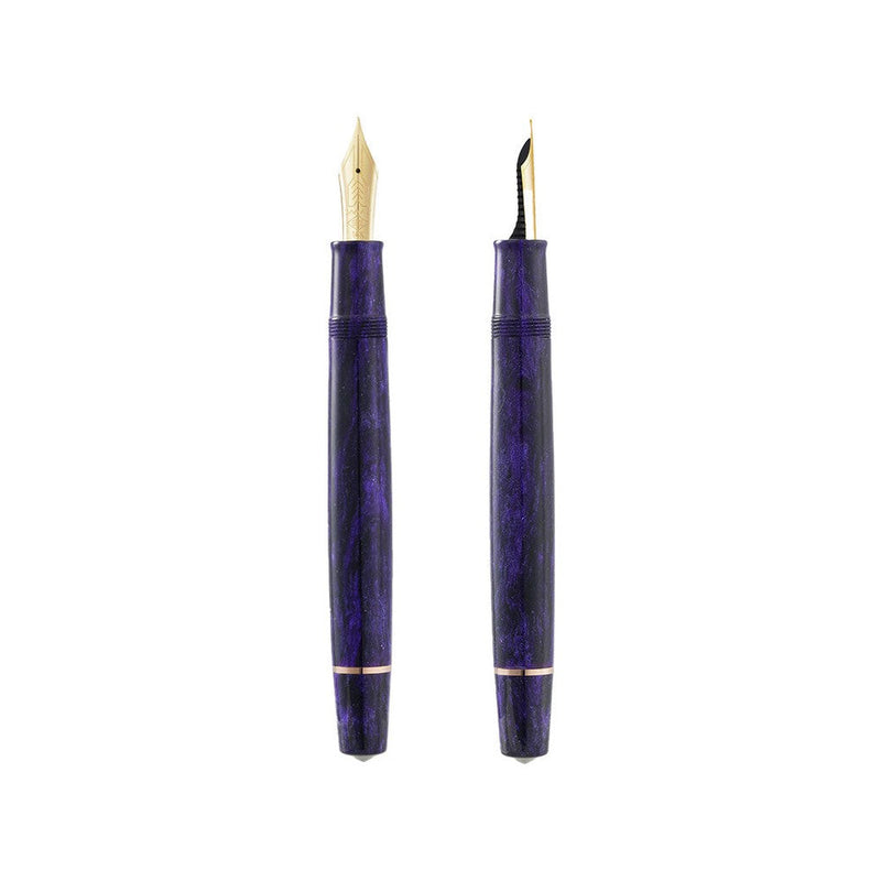 Omas Bologna Fountain Pen - Two Ametista Profondo (Deep Amethyst) Pens With Exposed Nib | EndlessPens