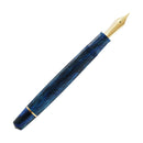 Omas Bologna Fountain Pen - Azzurro Diamante (Diamond Blue) Pen With Nib Exposed  On White Background | EndlessPens