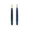 Omas Bologna Fountain Pen - Two Azzurro Diamante (Diamond Blue) Pens With Nib Exposed  On White Background | EndlessPens