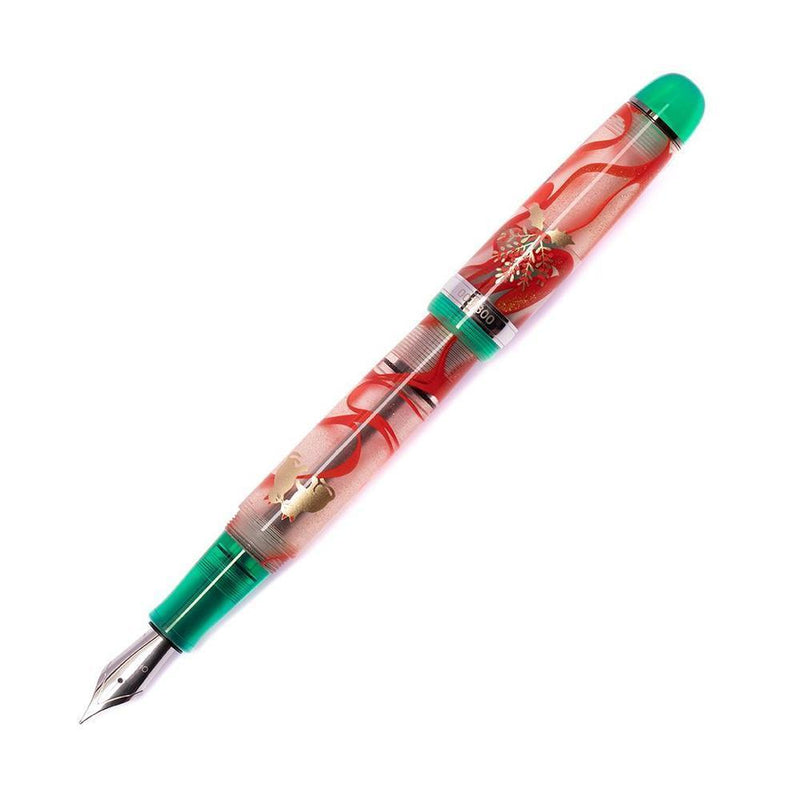 Opus 88 Jazz Under the Mistletoe Fountain Pen - Pen with Nib Exposed Angled Left | EndlessPens