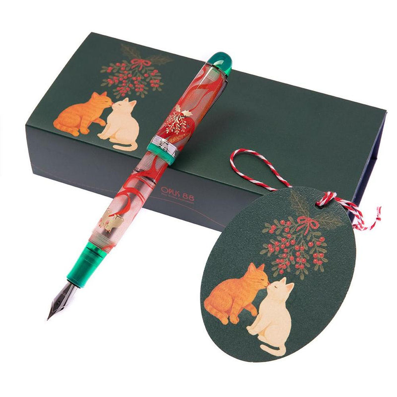 Opus 88 Jazz Under the Mistletoe Fountain Pen - Pen with Nib Exposed and Green Gift Box | EndlessPens