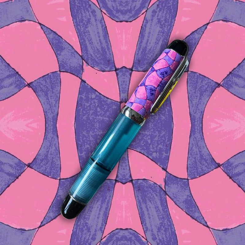 Opus 88 The Expressionist Mini Pocket Fountain Pen - In A Checkered Wavy Background | EndlessPens