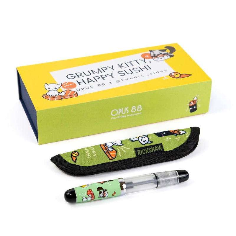 Opus 88 × @twenty_sides Grumpy Kitty, Happy Sushi Fountain Pen
