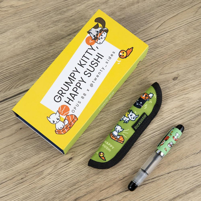 Opus 88 × @twenty_sides Grumpy Kitty, Happy Sushi Fountain Pen