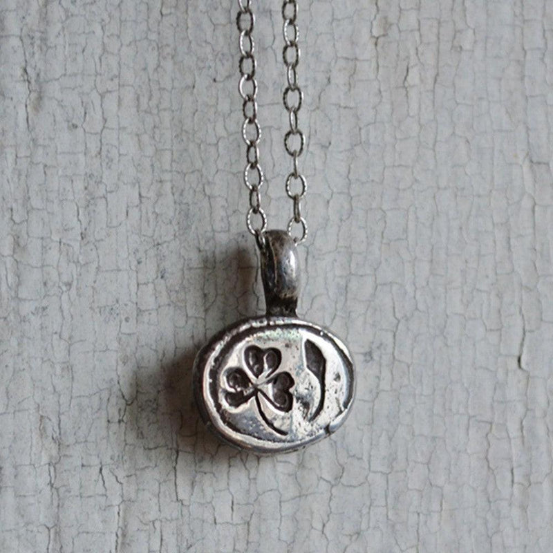 Peg and Awl Wood Sorrel Botanical Necklace - Pendant Close Up View