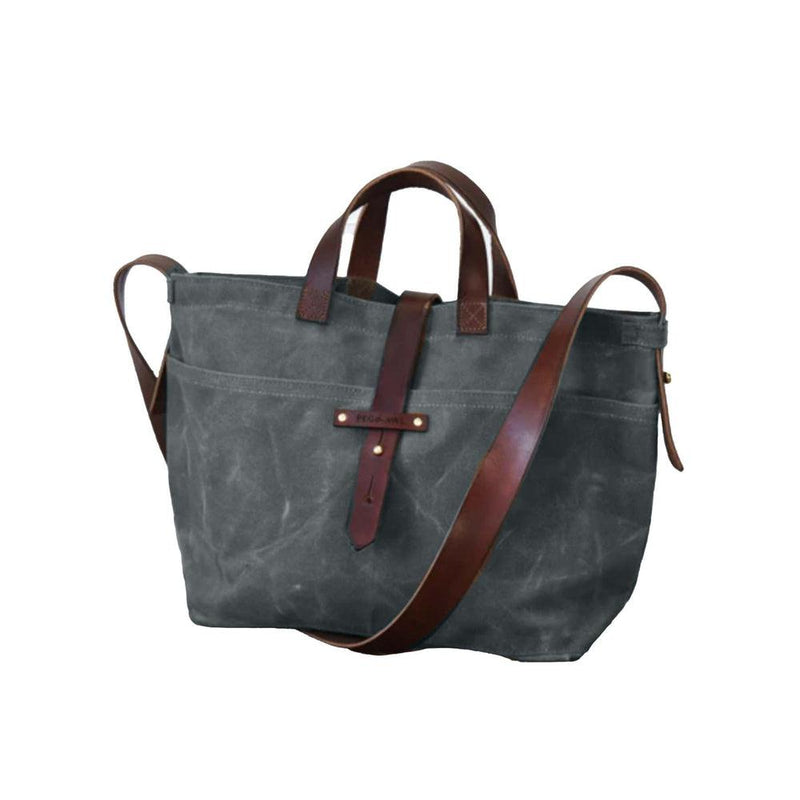 Peg and Awl Waxed Canvas Tote Bag - Slate - White Background