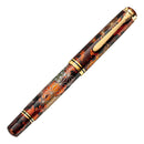Pelikan M1000 Maki-e Ivy and Komon Fountain Pen - With Cap Cover Leaning Right On White Background | EndlessPens