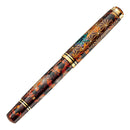 Pelikan M1000 Maki-e Ivy and Komon Fountain Pen - With Cover Leaning Right On White Background | EndlessPens