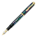 Pelikan M1000 Souverän Raden Black Infinity Fountain Pen - Fountain Pen With Exposed Nib On White Background | EndlessPens