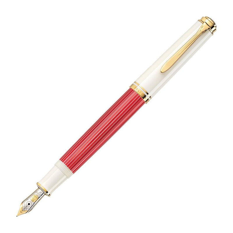 Pelikan M600 Souverän Red-White Fountain Pen - No Cap Cover