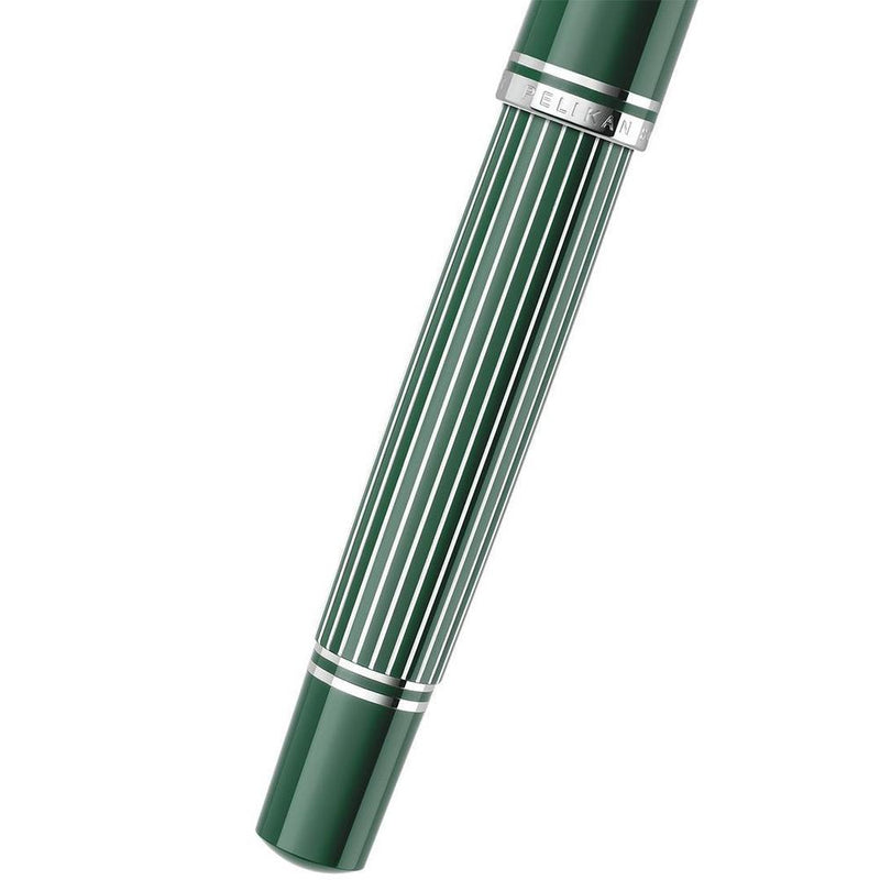 Pelikan Souverän M815 Metal Striped Green Fountain Pen | EndlessPens