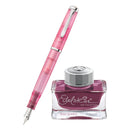 Pelikan Classic M205 & Edelstein Rose Quartz Ink & Fountain Pen Set - Pen and Ink Bottle