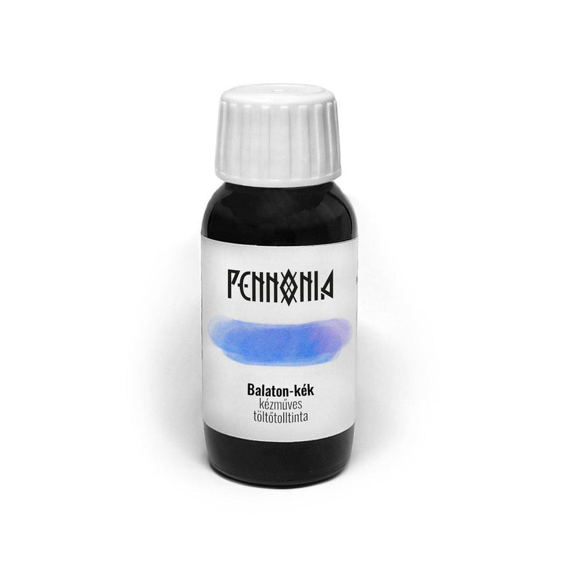 Pennonia Balaton-Kék Balaton-blue Ink Bottle (60ml) - A Bottle Of Ink On White Background | EndlessPens