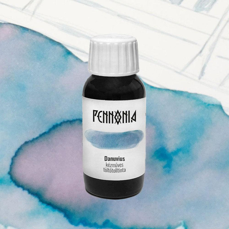 Pennonia Danuvius Danube Ink Bottle (60ml) - A Bottle Of Ink With A White Cap | EndlessPens