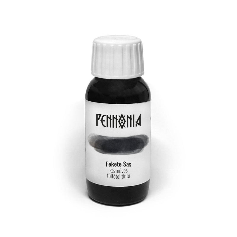 Pennonia Fekete Sas Black Eagle Ink Bottle (60ml) - A Bottle Of Ink On White Background | EndlessPens