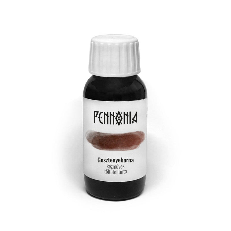 Pennonia Gesztenyebarna Chestnut Brown Ink Bottle (60ml) - A Bottle Of Ink On White Background | EndlessPens