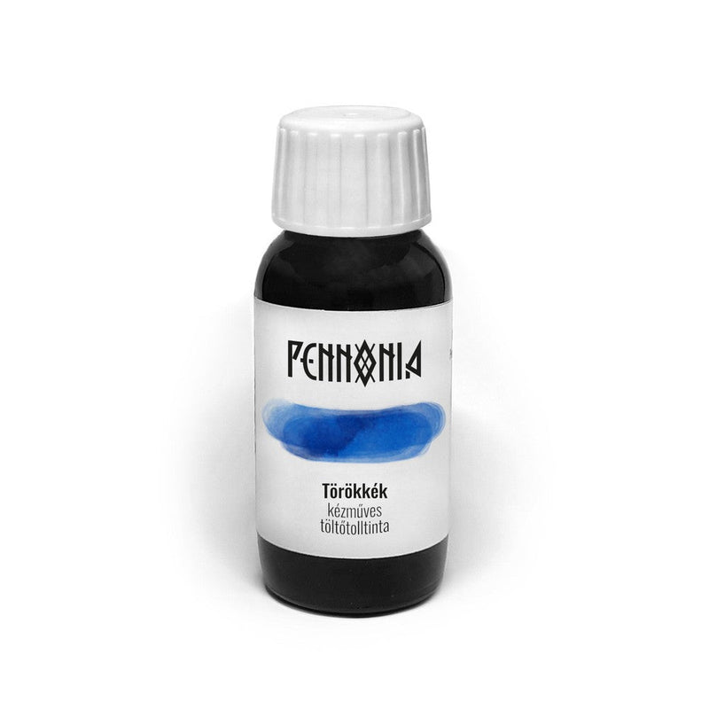 Pennonia Törökkék Turkish Blue Ink Bottle (60ml) - A Bottle Of Ink On White Background | EndlessPens