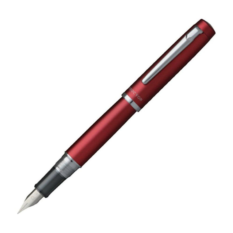 Platinum Procyon Fountain Pen (New Colors 2024) - Carmine Red With Nib Exposed On White Background | EndlessPens