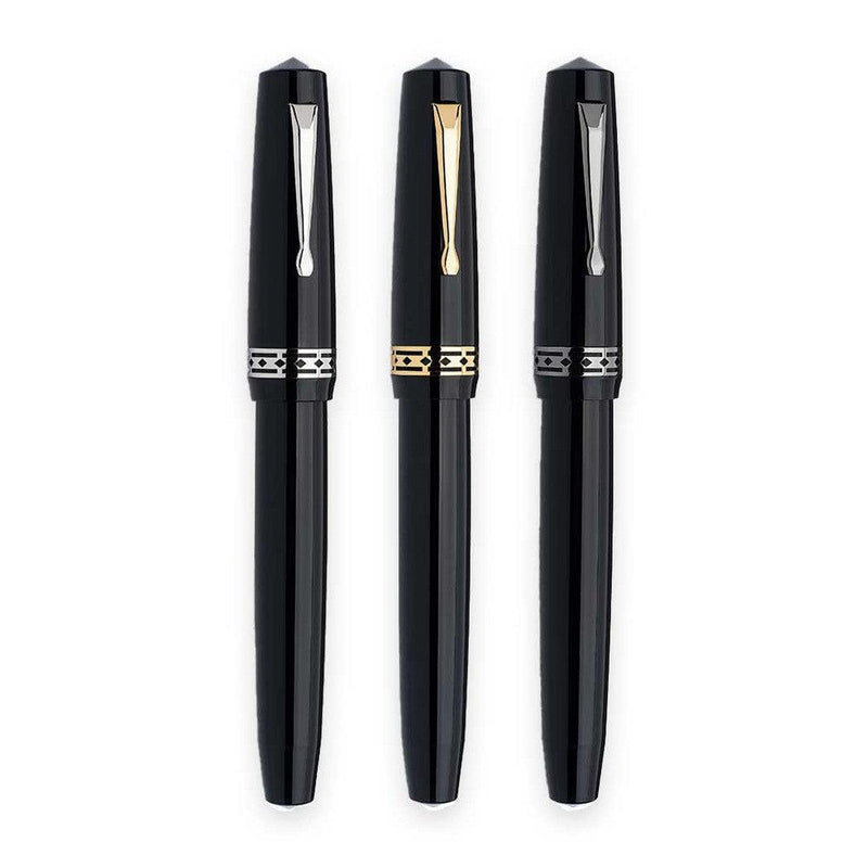 Leonardo RADIUS® 1934 Settimo Nero Lucido (Black Glossy) Fountain Pen - Three Fountain Pens