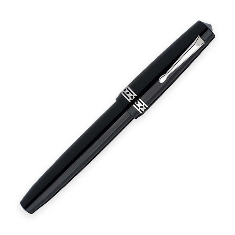 Leonardo RADIUS® 1934 Settimo Nero Lucido (Black Glossy) Fountain Pen - Silver - With Cap Cover