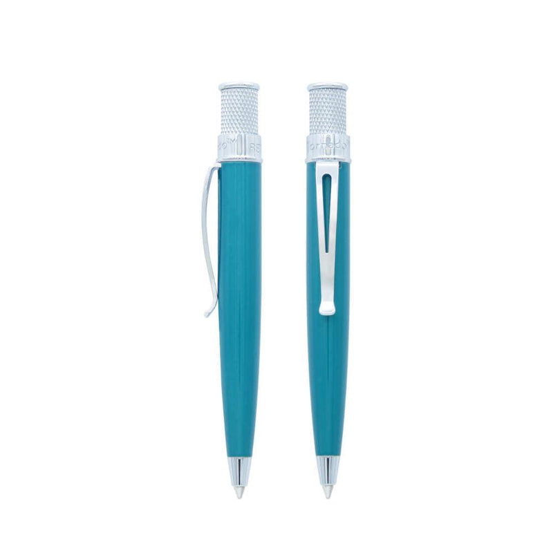 Retro 51 Tornado Elite Rollerball Pen - Two Turquoise Pens On White Background | EndlessPens