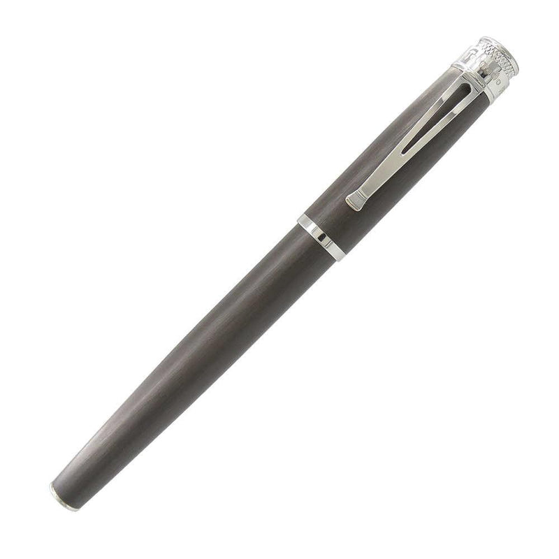 Retro 51 Tornado Black Nickel Platinum Fountain Pen - With Cap