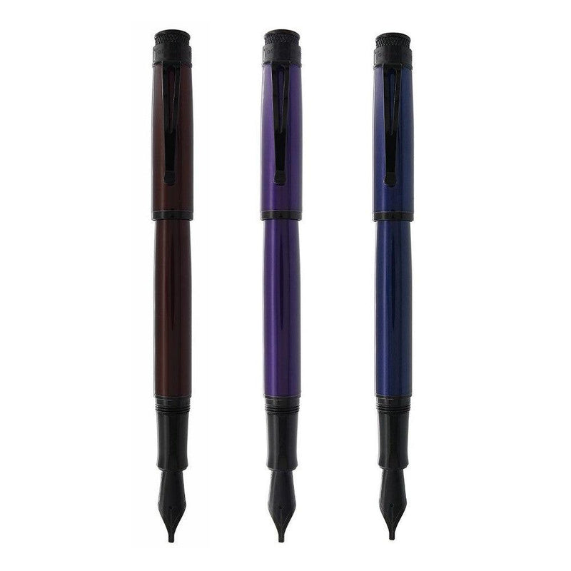 Retro 51 Tornado™ Stealth Lacquer Fountain Pen - Three Fountain Pens On White Background | EndlessPens