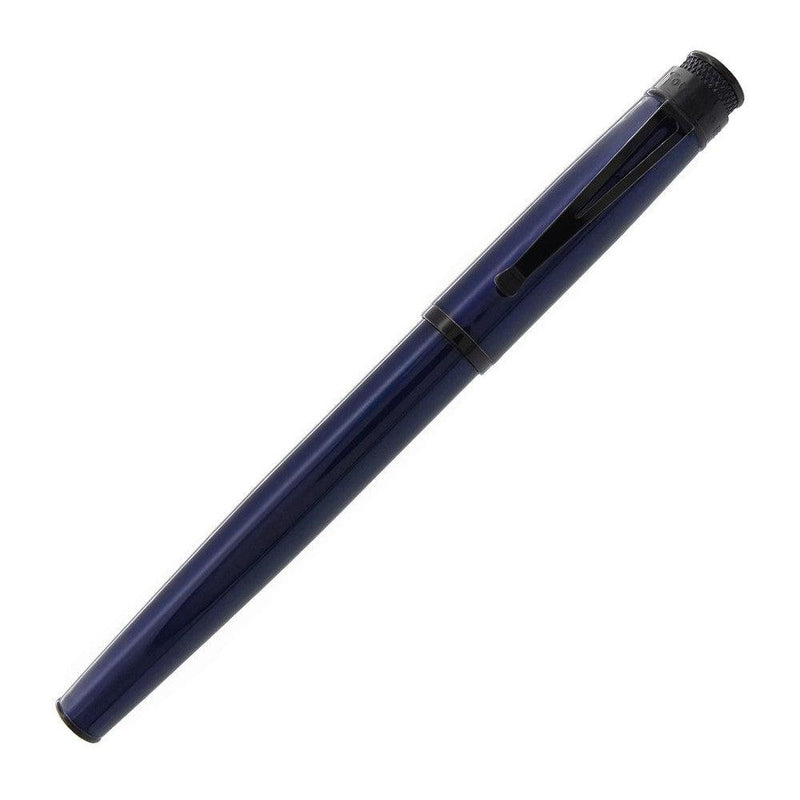 Retro 51 Tornado™ Stealth Lacquer Fountain Pen - Blue Black With Cap Cover On White Background | EndlessPens