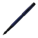 Retro 51 Tornado™ Stealth Lacquer Fountain Pen - Blue Black With Exposed Nib On White Background | EndlessPens