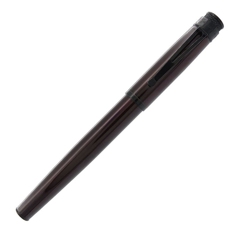 Retro 51 Tornado™ Stealth Lacquer Fountain Pen - Black Cherry With Cap Cover On White Background | EndlessPens