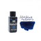 Retro 51 Blue Black Ink Bottle (30ml) - Ink Bottle and Color Sample On White Background | EndlessPens