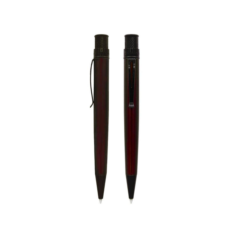 Retro 51 Tornado Stealth Lacquer Rollerball Pen - Two Black Cherry Variants In White Background | EndlessPens