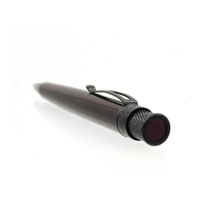 Retro 51 Tornado Stealth Lacquer Rollerball Pen - Black Cherry Clicker Close Up View | EndlessPens