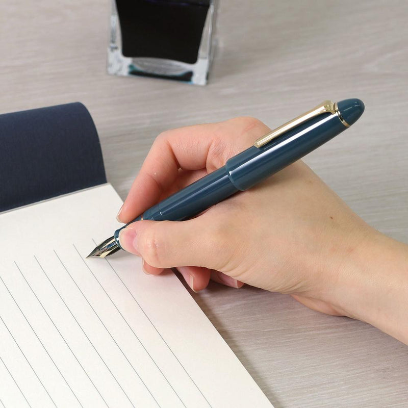 Sailor 1911 Casual L Gold Trim Fountain Pen in Muted Green with Ink Bottle and Paper | EndlessPens