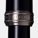 Sailor Naginata Togi Black Trim Fountain Pen - Close Up View Of Cap Markings | EndlessPens