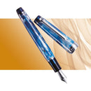 Sailor Veilio 3rd Edition Fountain Pen - Pearl Blue On Pearl Orange and White Background | EndlessPens