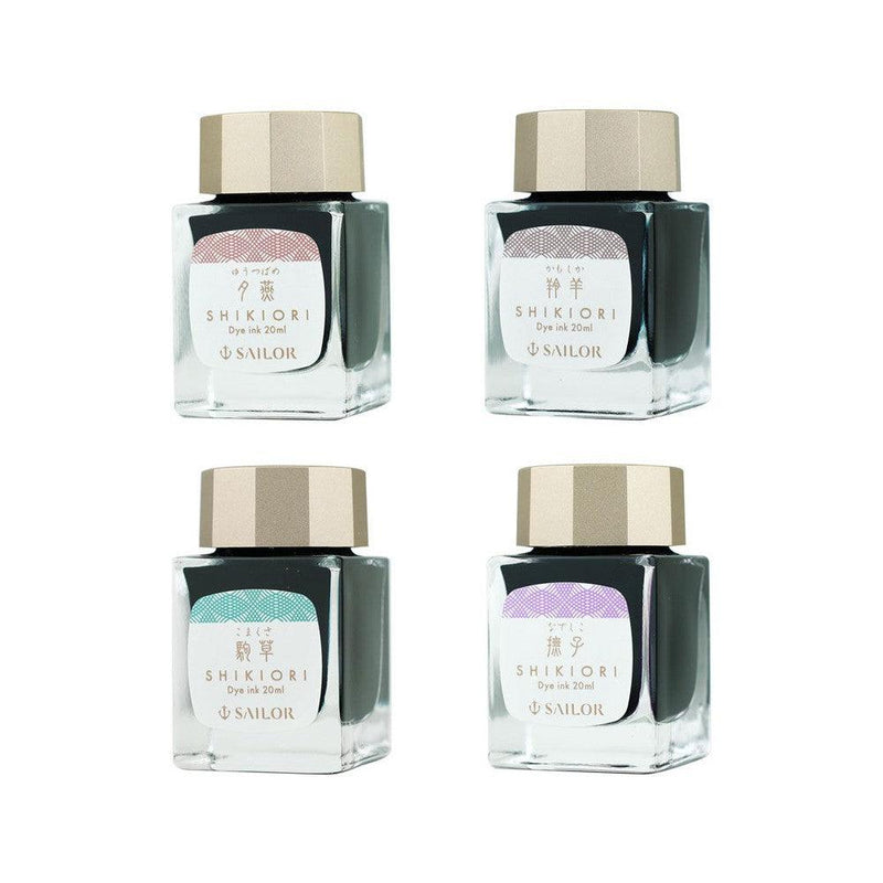 Sailor Shikiori Sansui Ink Bottle (20ml) - Four Ink Variants On White Background | EndlessPens