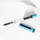 TWSBI ECO Cosmos Blue with Onyx Fountain Pen - Pen and Cap Cover on White Background | EndlessPens