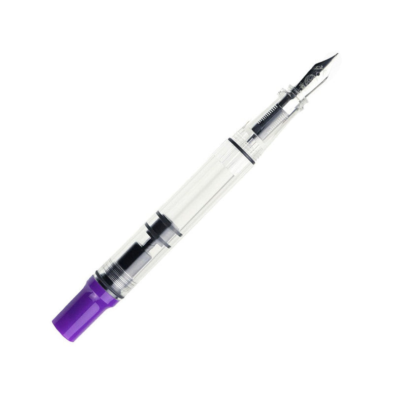 TWSBI ECO-T Eggplant Fountain Pen - Pen With Nib Exposed On White Background | EndlessPens