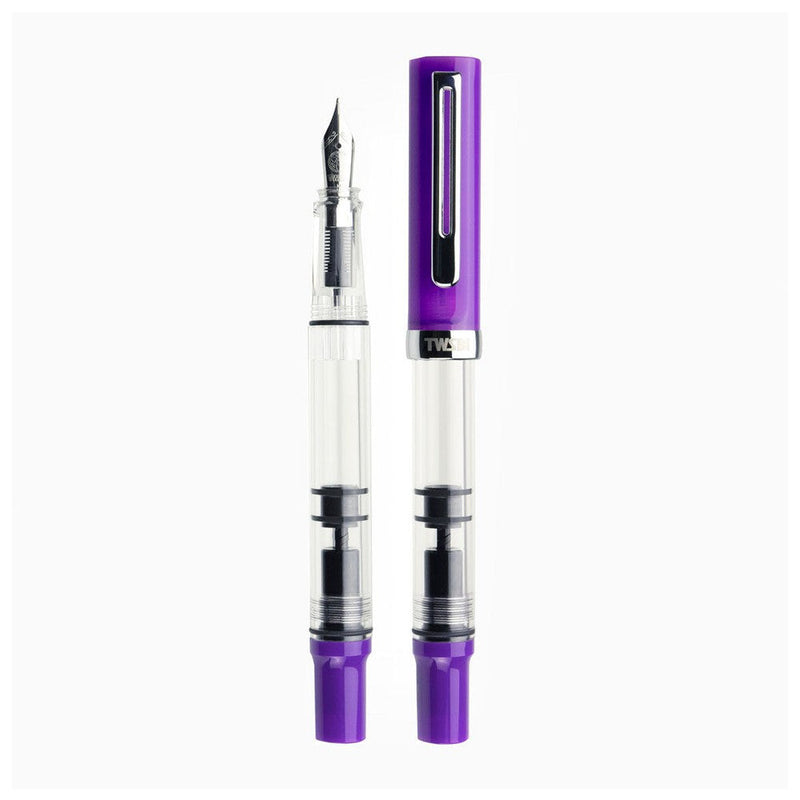 TWSBI ECO-T Eggplant Fountain Pen - Two Pens On White Background | EndlessPens