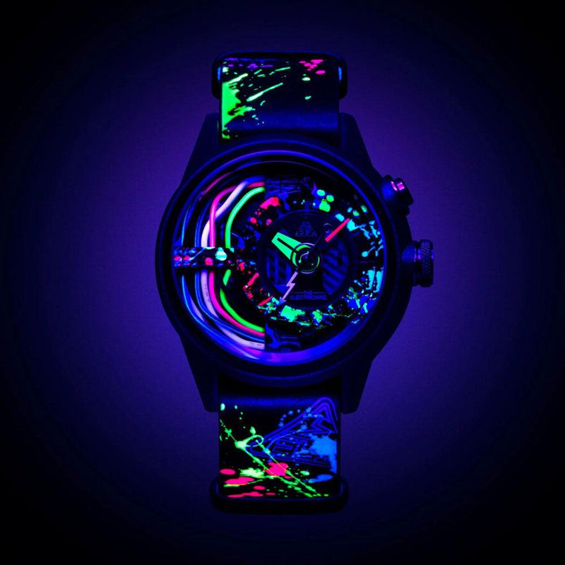 The Electricianz Neon Z Black Watch - 42mm (Front Design View)