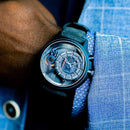 The Electricianz Blue Z Watch - 45mm (On A Person's Wrist)