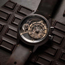 The Electricianz Brown Z Watch - 45mm (Rear View On Chocolate Bar)