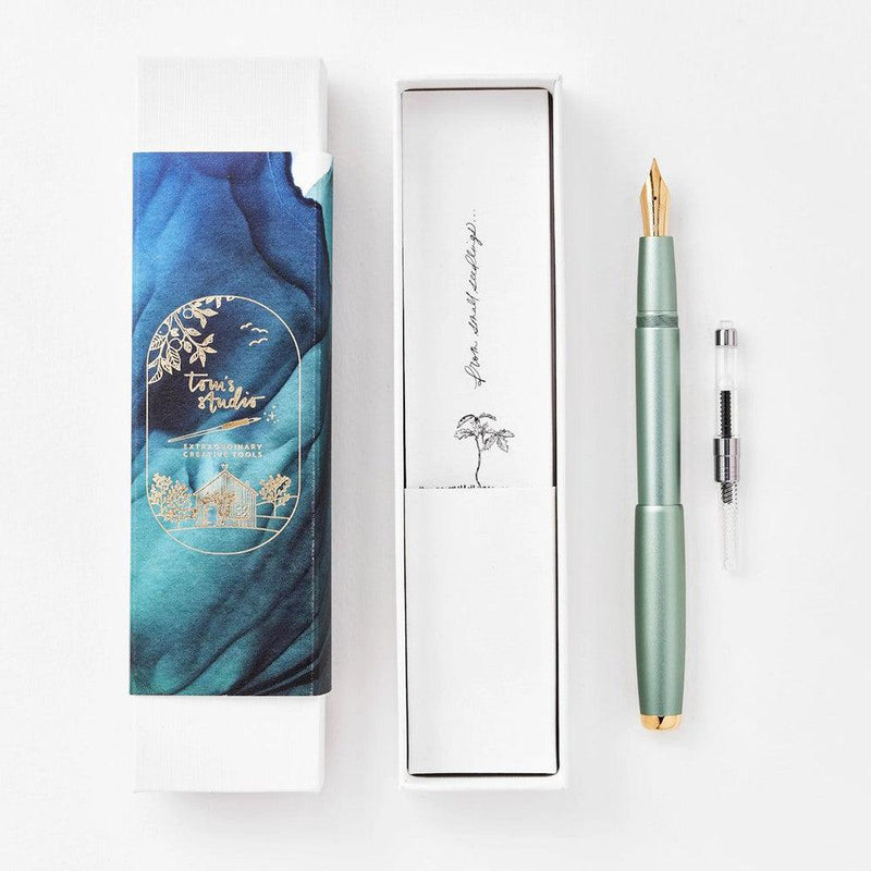 Tom's Studio Fountain Pen in Sage With Box | EndlessPens