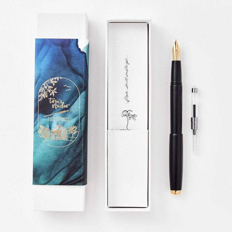 Tom's Studio Fountain Pen in Black  with Box | EndlessPens